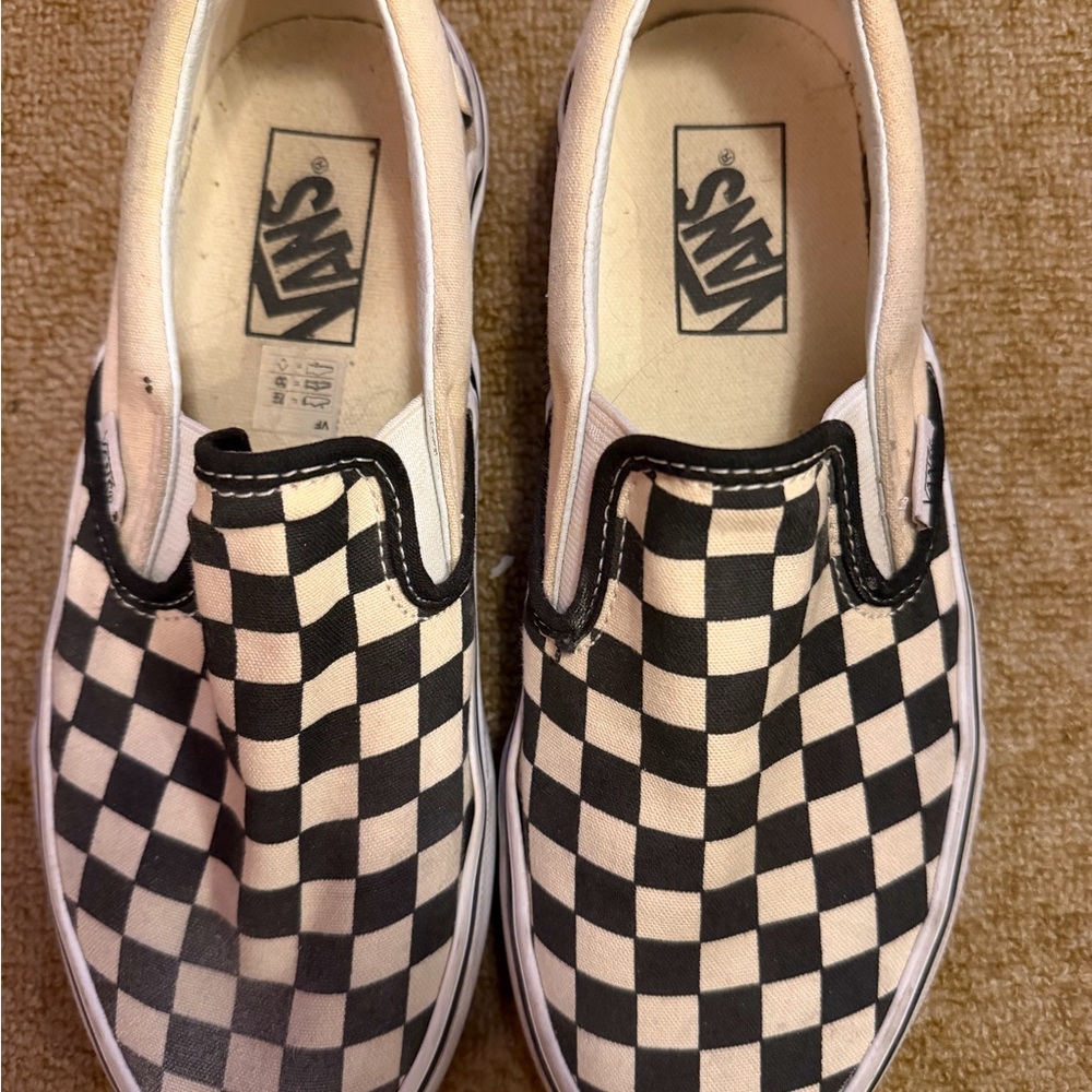 Vans Classic Checkerboard Slip-On Canvas Shoes Black/White Unisex US 7.5